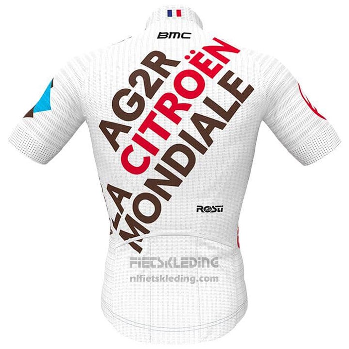 2021 Fietskleding Ag2r La Mondiale Wit Korte Mouwen en Koersbroek